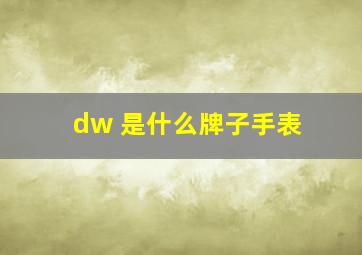 dw 是什么牌子手表